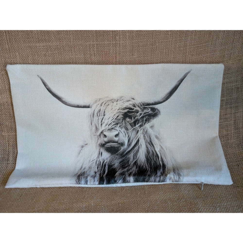 Highland Cow Lumbar Pillow Cover 19x11.5 Rustic Farmhouse Decor Case Only